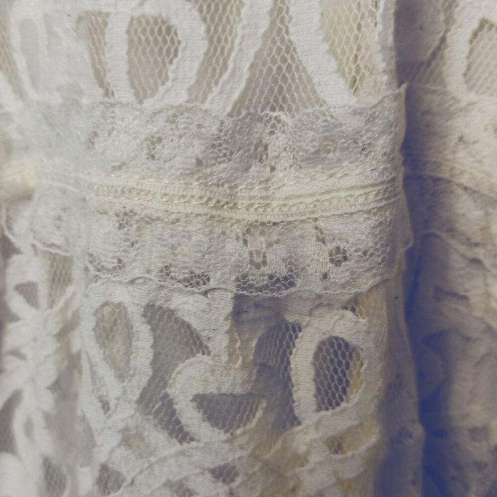 Hazel Sleeveless Lace Dress W/ Tiered Skirt & Back Zipper Ivory Small - Picture 11 of 13